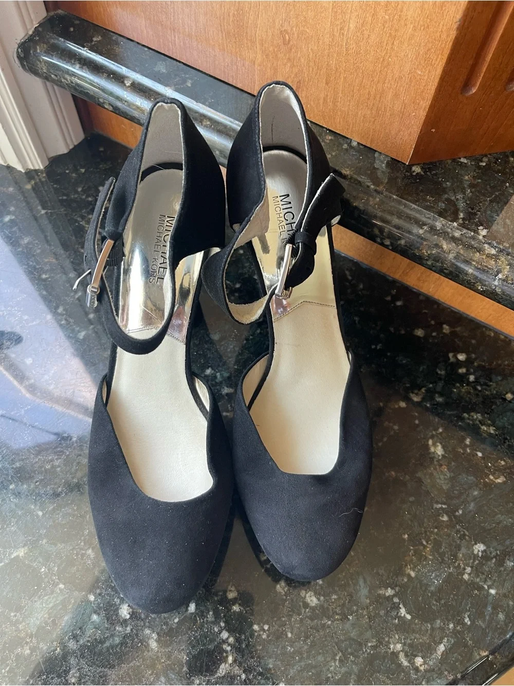 MICHAEL Michael Kors Black Suede Ankle-Strap Heels